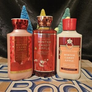 NWT Bath & Body Works Winter Candy Apple 4-Piece Set - Red and Pink